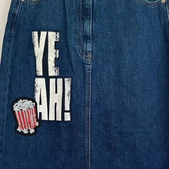 Zara “Yeah” Popcorn Denim Midi Denim Skirt - Picture 14 of 15